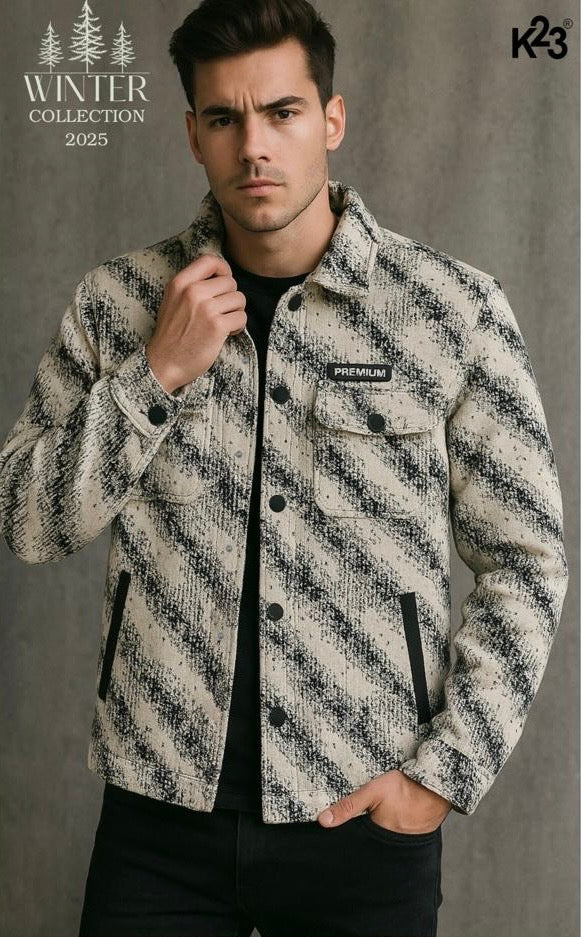 Men’s Premium Winter Jacket – Beige & Black