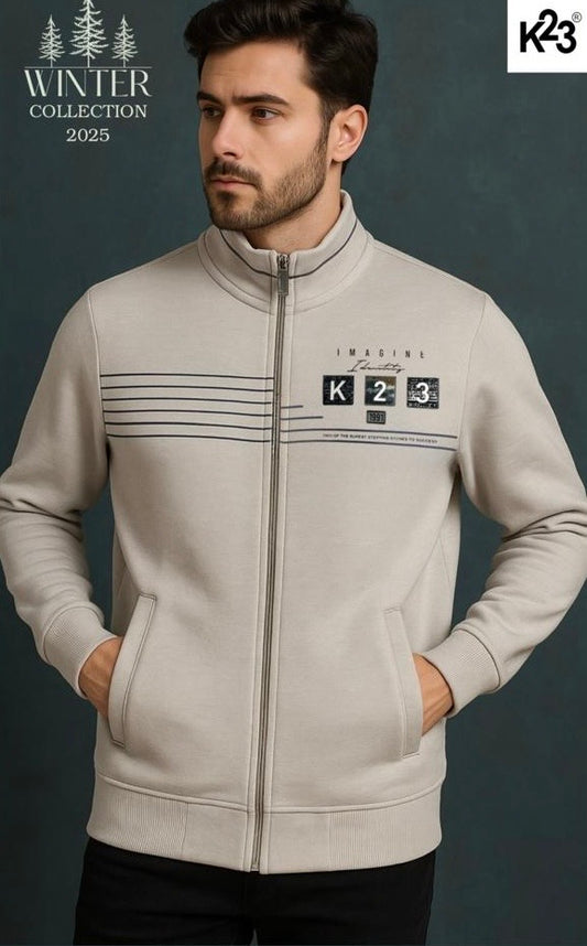 Men’s Beige Zip-Up Sweatshirt